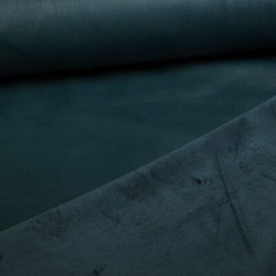 Stretch leer / velour stof petrol