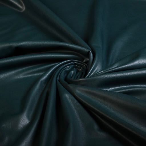 Stretch leer / velour stof petrol