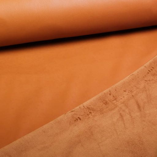 Stretch leer / velour stof cognac 2