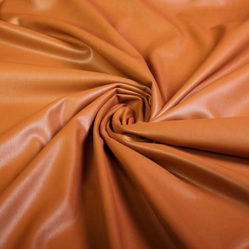 Stretch leer / velour stof cognac 2