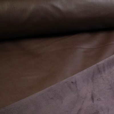 Stretch leer / velour stof bruin