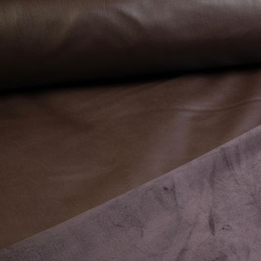 Stretch leer / velour stof bruin