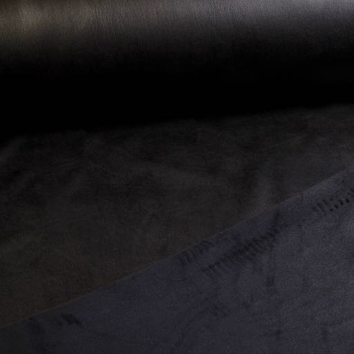Stretch leer / velour stof zwart