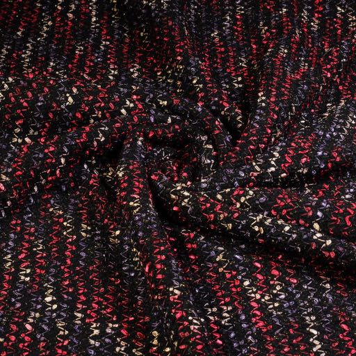 Bouclé/Tweed lurex stof kleine zigzag rood