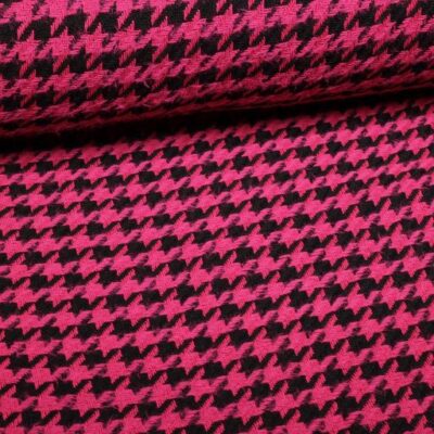 Tweedstof Pied de Poule fuchsia