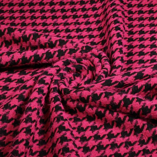 Tweedstof Pied de Poule fuchsia